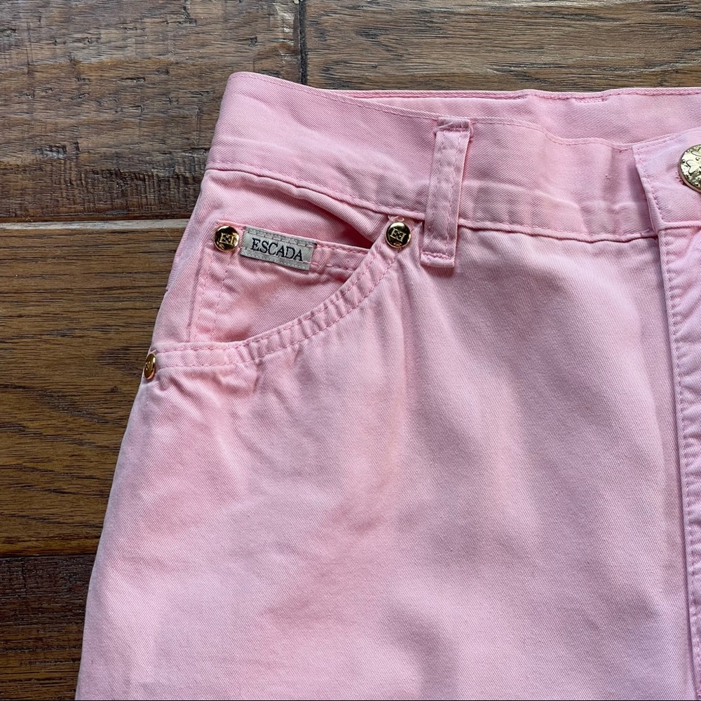 Vintage Escada Margaretha Rey light pink & gold ONE straight leg skinny jeans - Picture 5 of 16